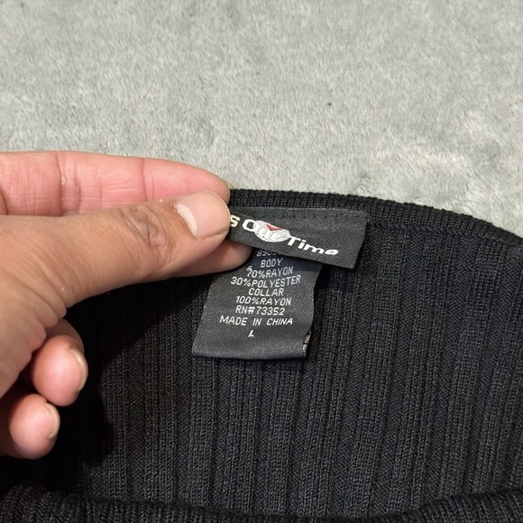 VTG Y2K Its Our Time Fully Ribbed Off The Shoulder Dress Size L Stretch Preppy - Picture 4 of 7